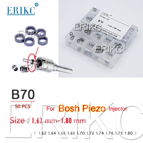 bosch piezo injector shim b70 | Ø3.6×Ø5.3mm | 1.62–1.80mm | 50pcs | custom thickness