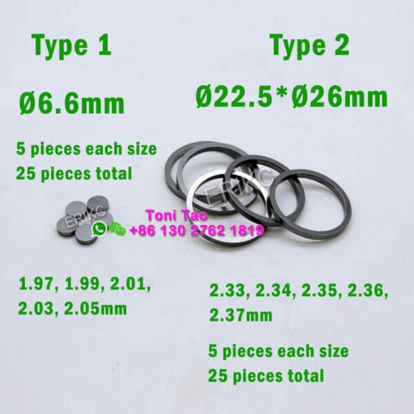 caterpillar 320d c6.4/c6.6 injector shim repair kit | 6.6mm disc + Ø22.5×26mm – 50pcs complete set